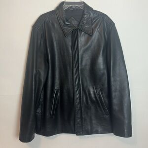 Roundtree & Yorke Vintage Men's Black Lamb Skin Leather Jacket Size Large